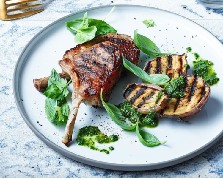 Lamb cutlets on a bed of salad