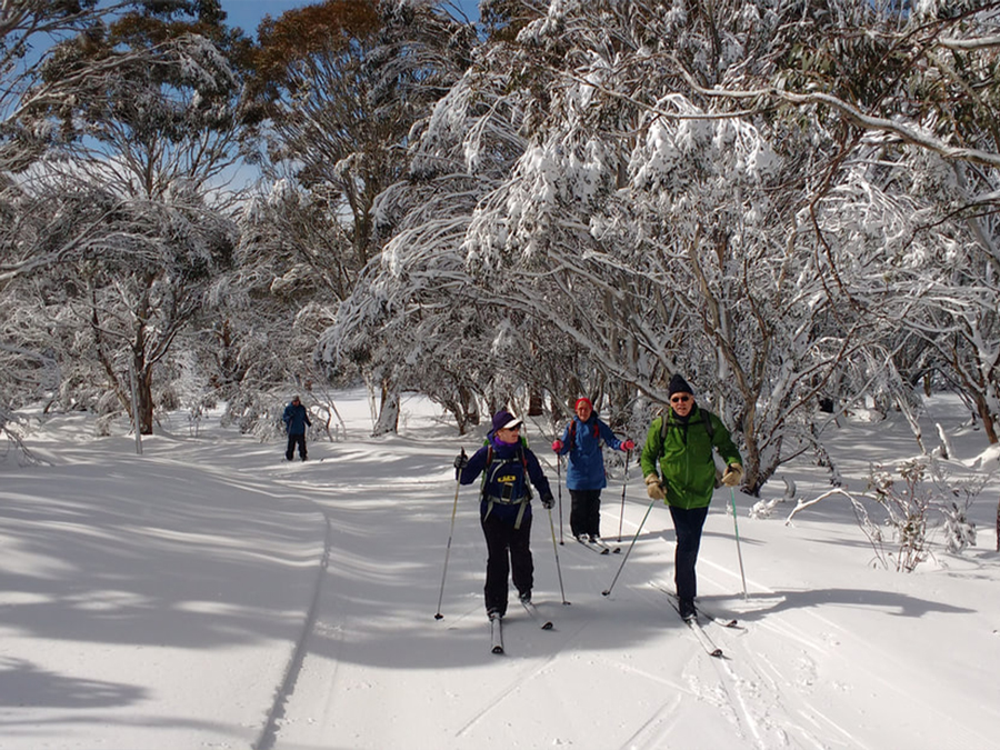 People snow shoeing on Mt Hotham 