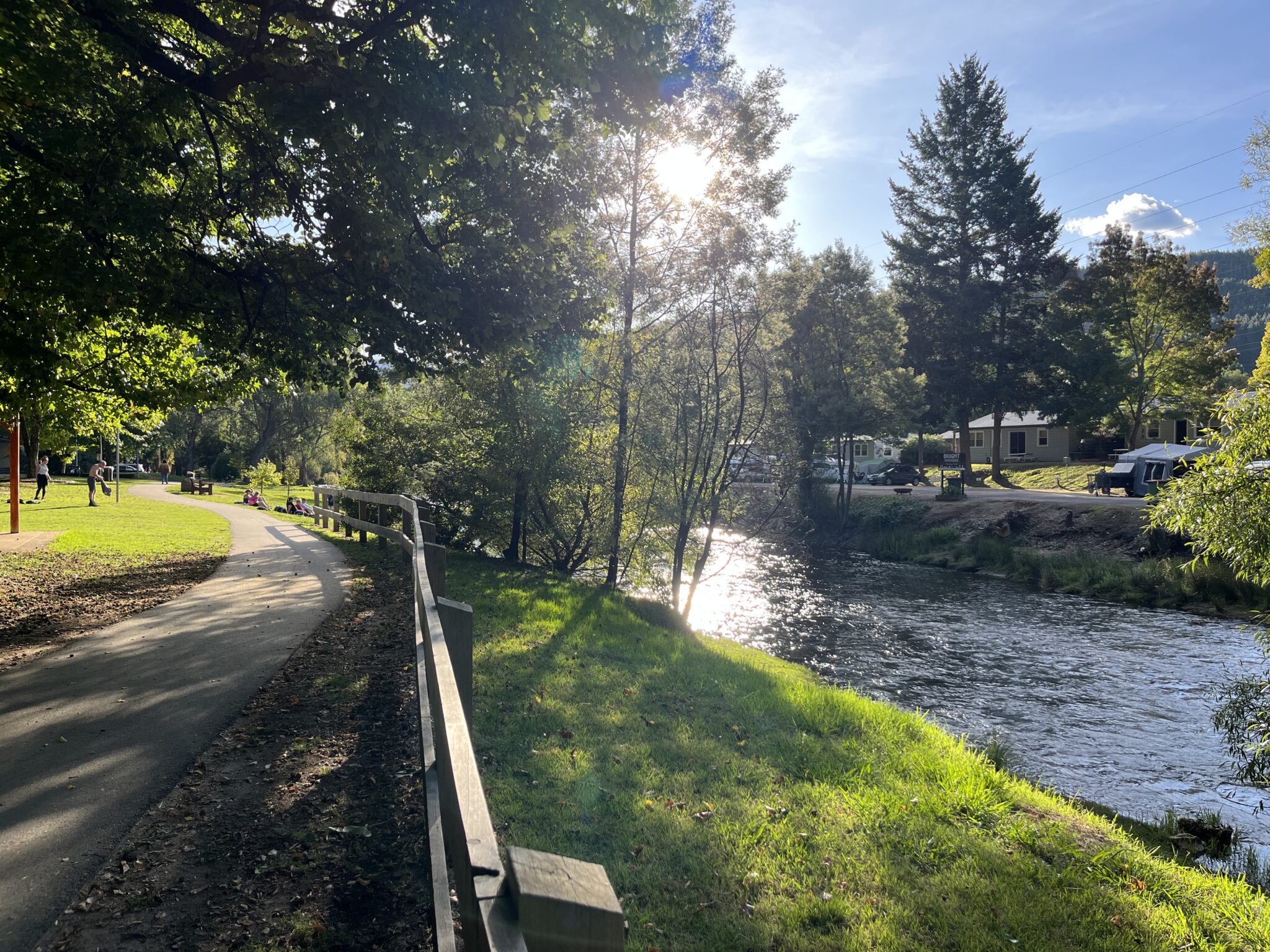 Bright Centenary Park looking towards Bright Riverside Holiday Park